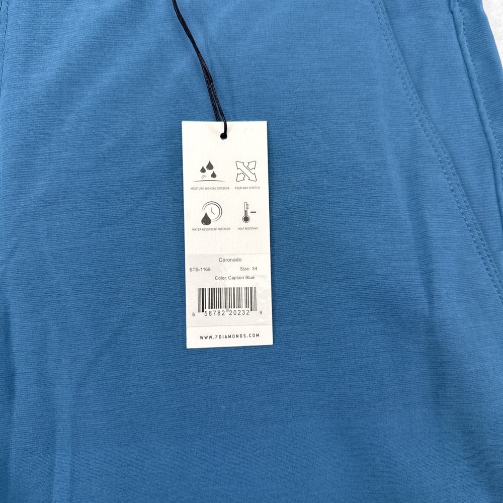 7 Diamonds Hybrid Shorts Mens Size 34 Blue Coronado Performance Stretch NEW - Picture 6 of 10